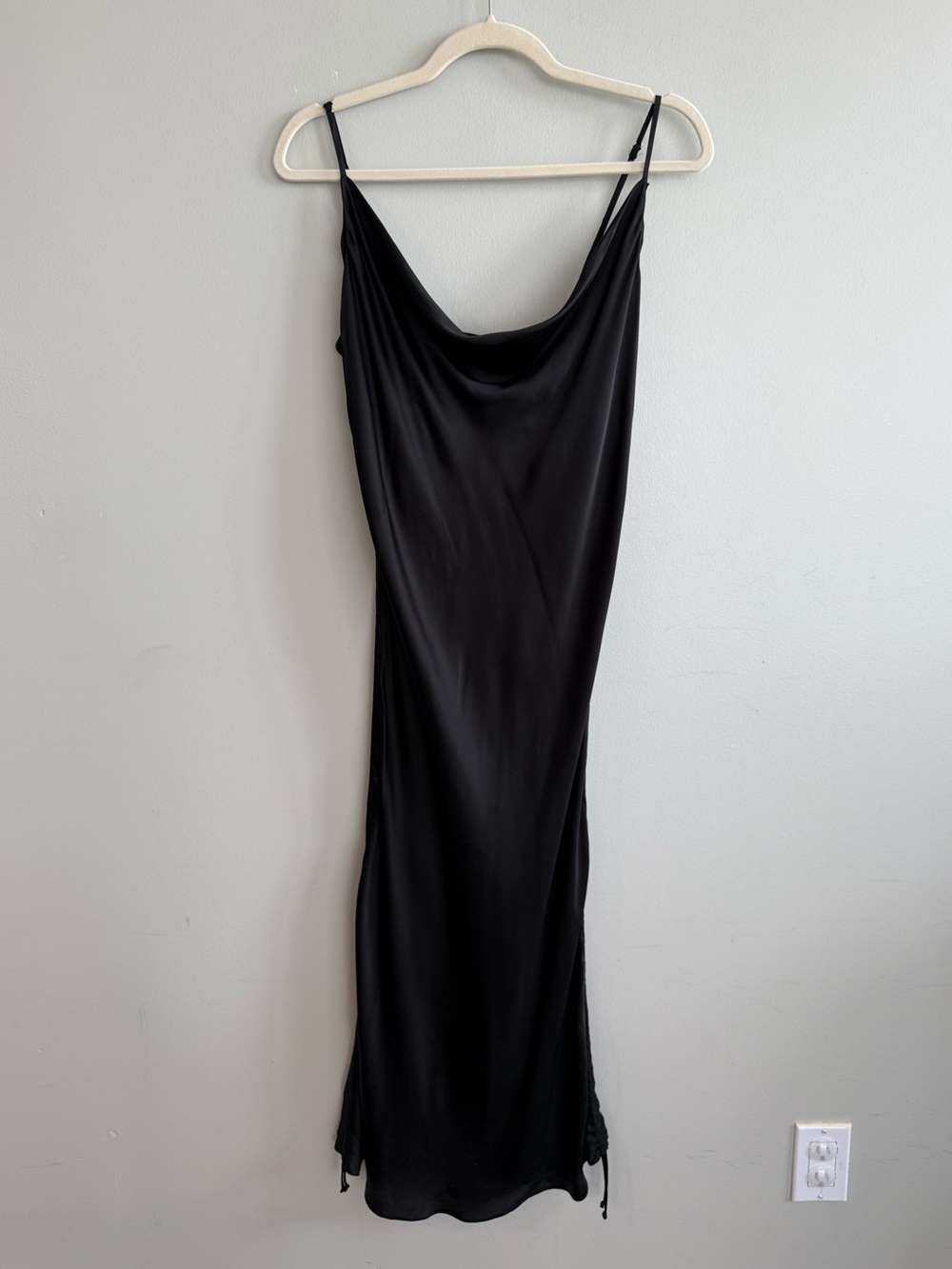 NWT Aritzia Black Slip Dress “only ruched” with adjustable side